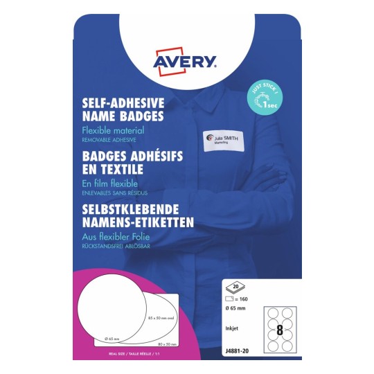 Zelfklevende ronde naambadges J4881-20
