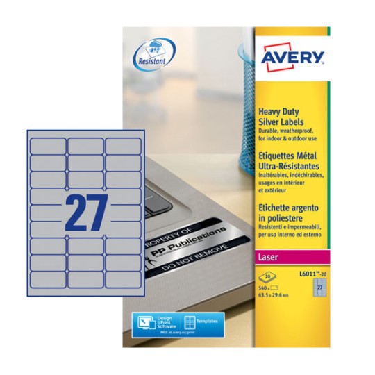 Inventaris etiketten L6011-20 Inhoud: 540 Etiketten / 20 Vellen