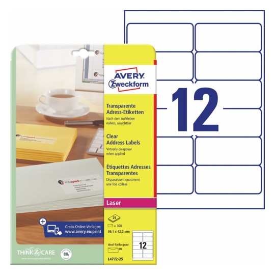 Adresetiketten L4772-25 Inhoud: 300 Etiketten / 25 Vellen