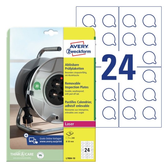 Keuringszegels afneembaar L7804-10 Inhoud: 240 Etiketten / 10 Vellen