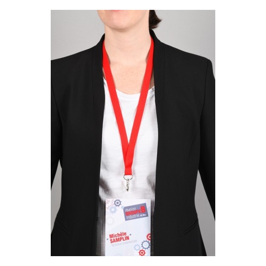 10 gerecyclede Lanyards van 100% gerecylced kunststof, rood 4842R 15 x 440 mm