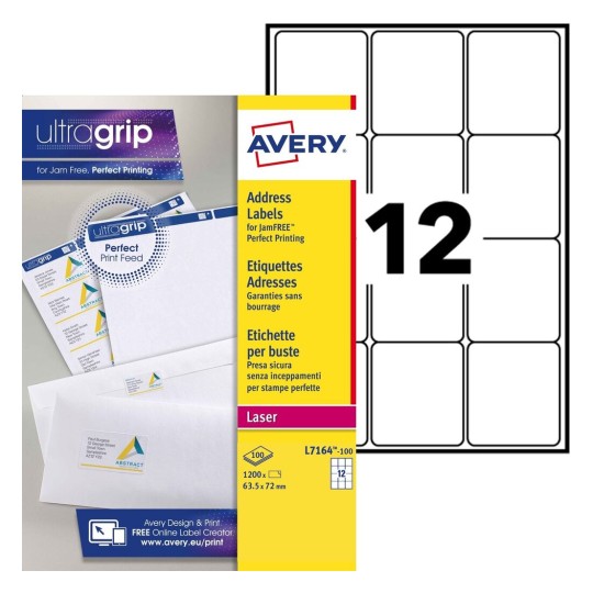 Adresetiketten L7164-100 Inhoud: 1.200 Etiketten / 100 Vellen