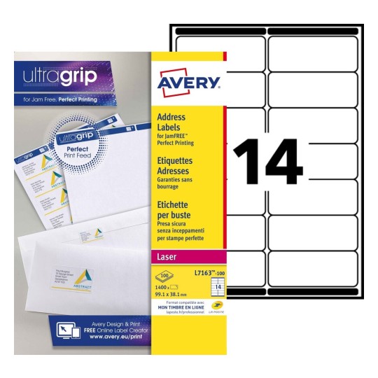 Adresetiketten L7163-100 Inhoud: 1.400 Etiketten / 100 Vellen