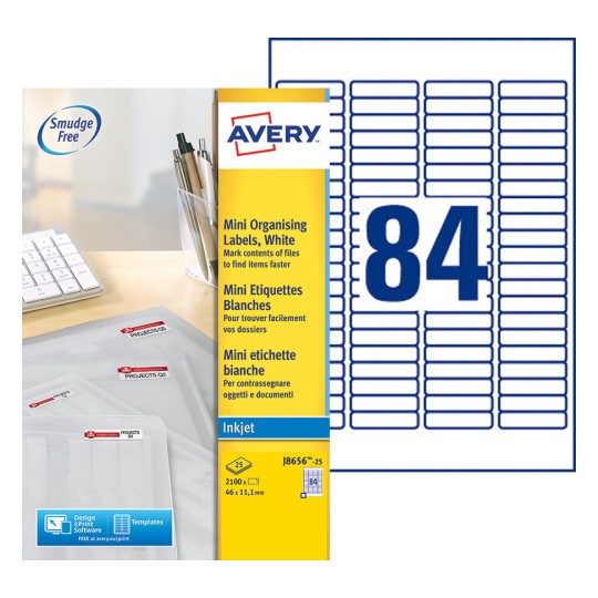 Mini etiketten J8656-25 Inhoud: 2.100 Etiketten / 25 Vellen