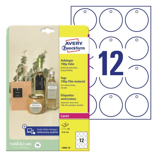 Hangkaartjes van stevige folie T3004-10 Inhoud: 120 Kaarten / 10 Vellen