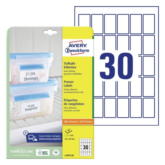 Diepvriesetiketten L7975-25 Inhoud: 750 Etiketten / 25 Vellen