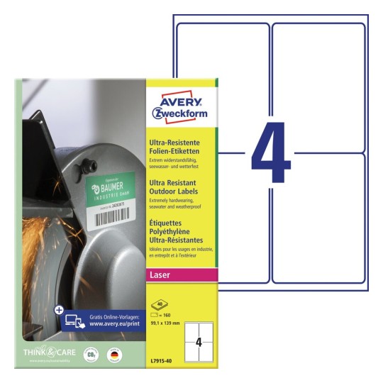 Ultra-resistente etiketten L7915-40 Inhoud: 160 Etiketten / 40 Vellen