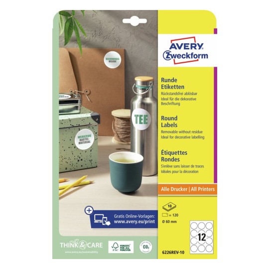 Afneembare ronde productetiketten 6226REV-10