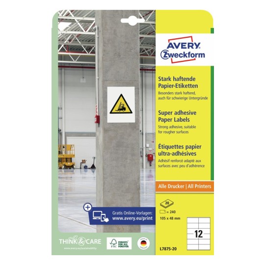 Sterk klevende papieren etiketten L7875-20
