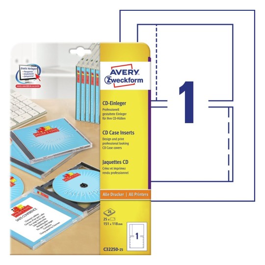 CD Inlegkaarten C32250-25 Inhoud: 25 Kaarten / 25 Vellen