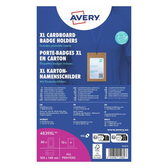 Kartonnen A6 Naambadges, FSC gecertificeerd 4839XL