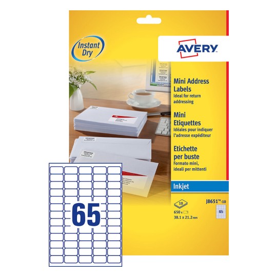 Mini etiketten J8651-10 Inhoud: 650 Etiketten / 10 Vellen