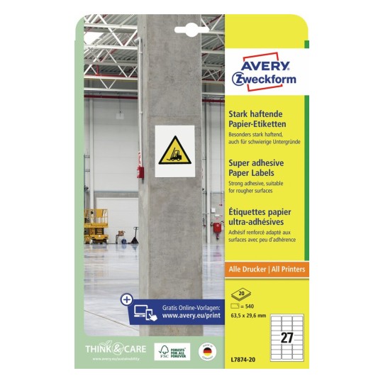 Sterk klevende papieren etiketten L7874-20