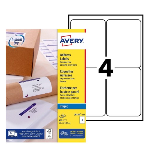 Verzendetiketten J8169-100 Inhoud: 400 Etiketten / 100 Vellen