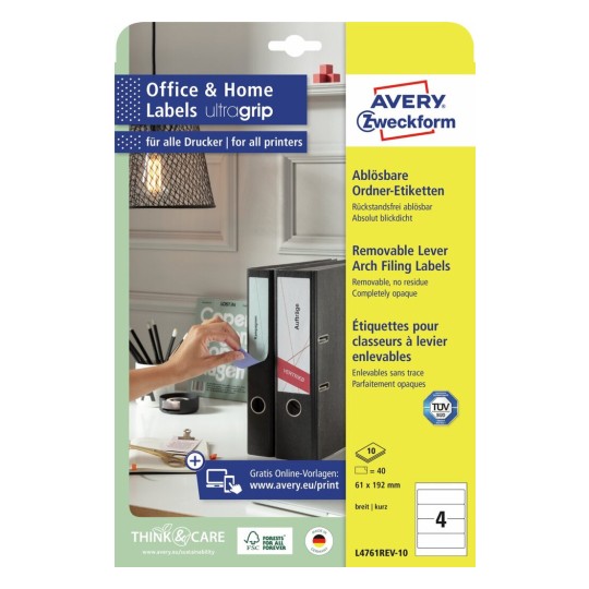 Afneembare ordnerrugetiketten, 10 vel L4761REV-10