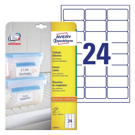 Diepvriesetiketten L7970-25 Inhoud: 600 Etiketten / 25 Vellen