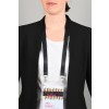 10 gerecyclede Lanyards van 100% gerecylced kunststof met dubbele karabijnhaak, zwart 4844 2 x 44 mm