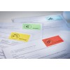 Dit is een afbeelding van documenten met gekleurde labels. De labels zijn 'Meetings', 'Budget', 'Sales' en 'Controlling'.